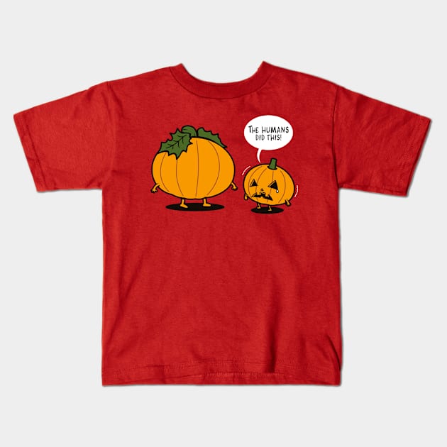 Funny Cute Kawaii Halloween Pumpkin Carving Original Autumn Fall Cartoon Kids T-Shirt by BoggsNicolas